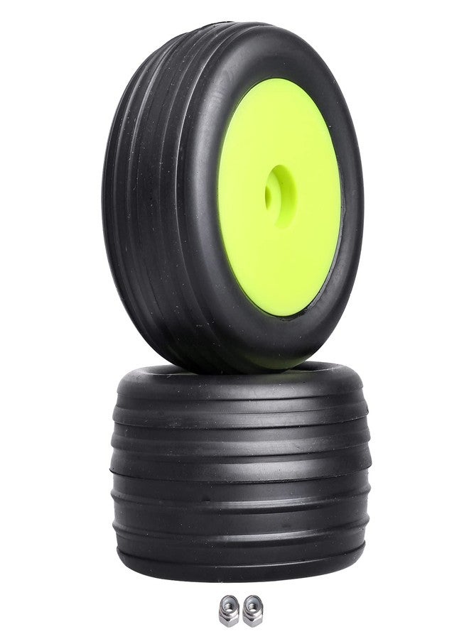 Hobbyfire PreGlued 1/18 Buggy Tires 2PCS Front Tires 8mm Hex Wheels for Wltoys Losi Mini-T 2.0 HPI HSP 1/18 RC Off-Road Car (Green Rims) - Image 1